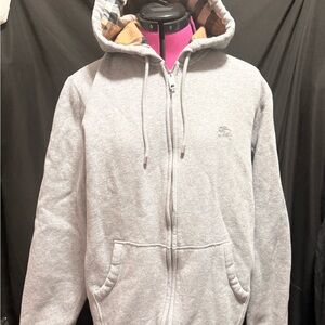 NWOT Burberry Light Gray Zip-Up Hoodie XL